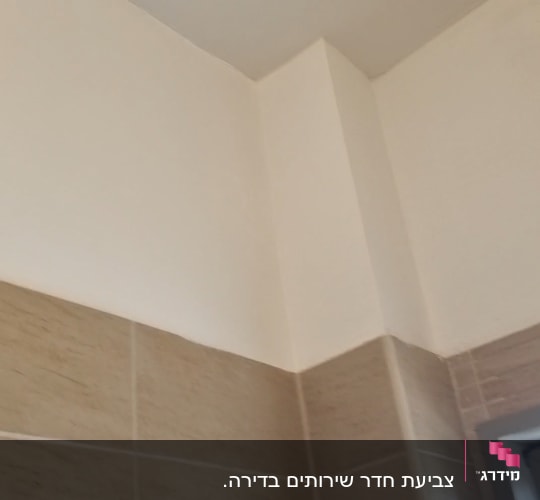 קיר עם אריחים ותקרה צבועה